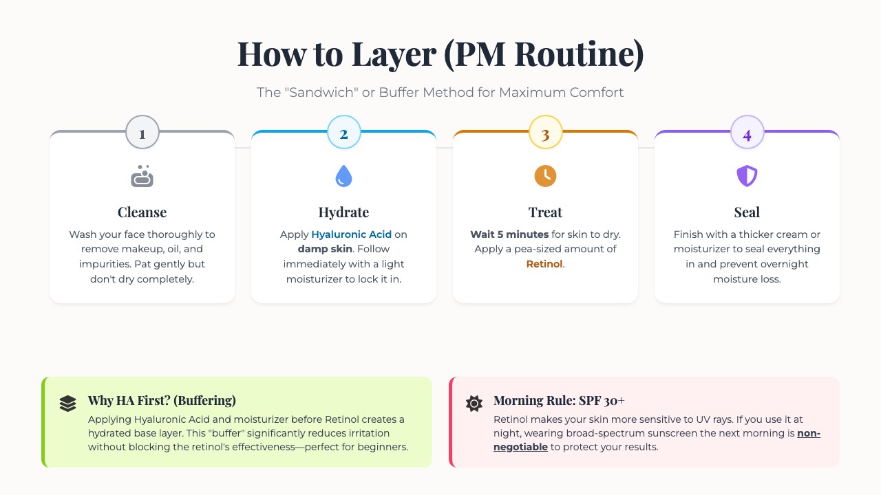 How to layer retinol and hyaluronic acid — PM routine steps
